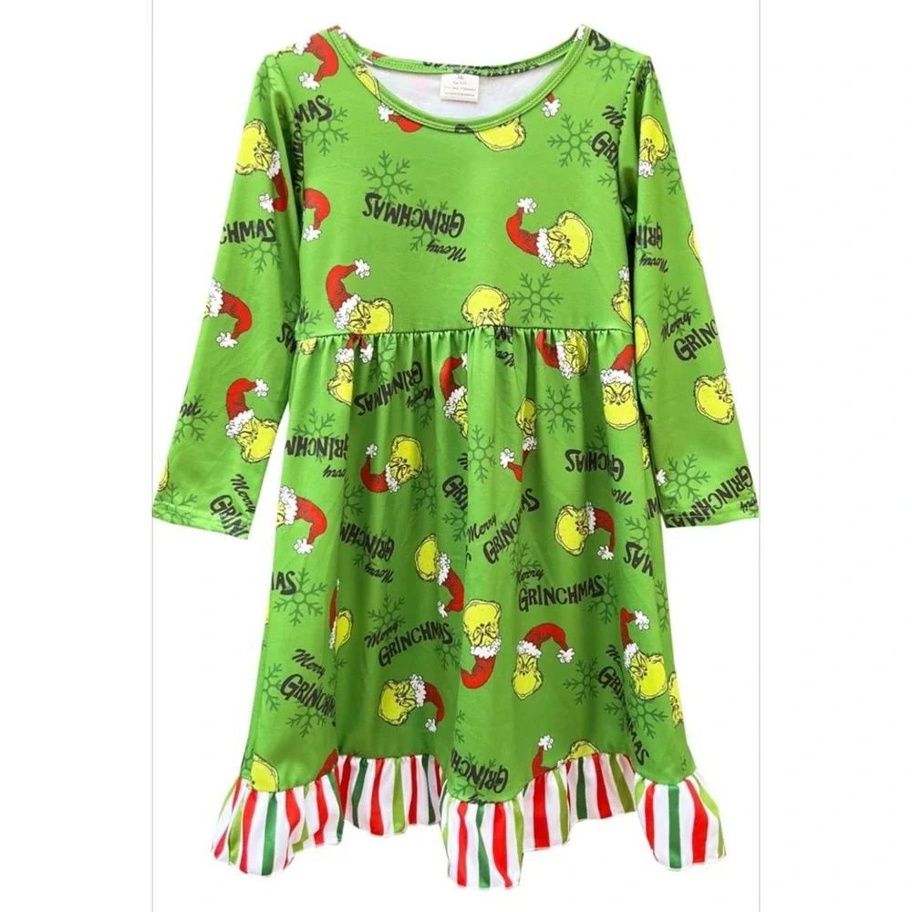 Dr Seuss Grinch Who Stole Christmas Dress Nightgown Girls Small 5/6 Grinchmas